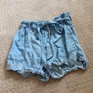 light denim blue paper bag shorts aerie extra smal